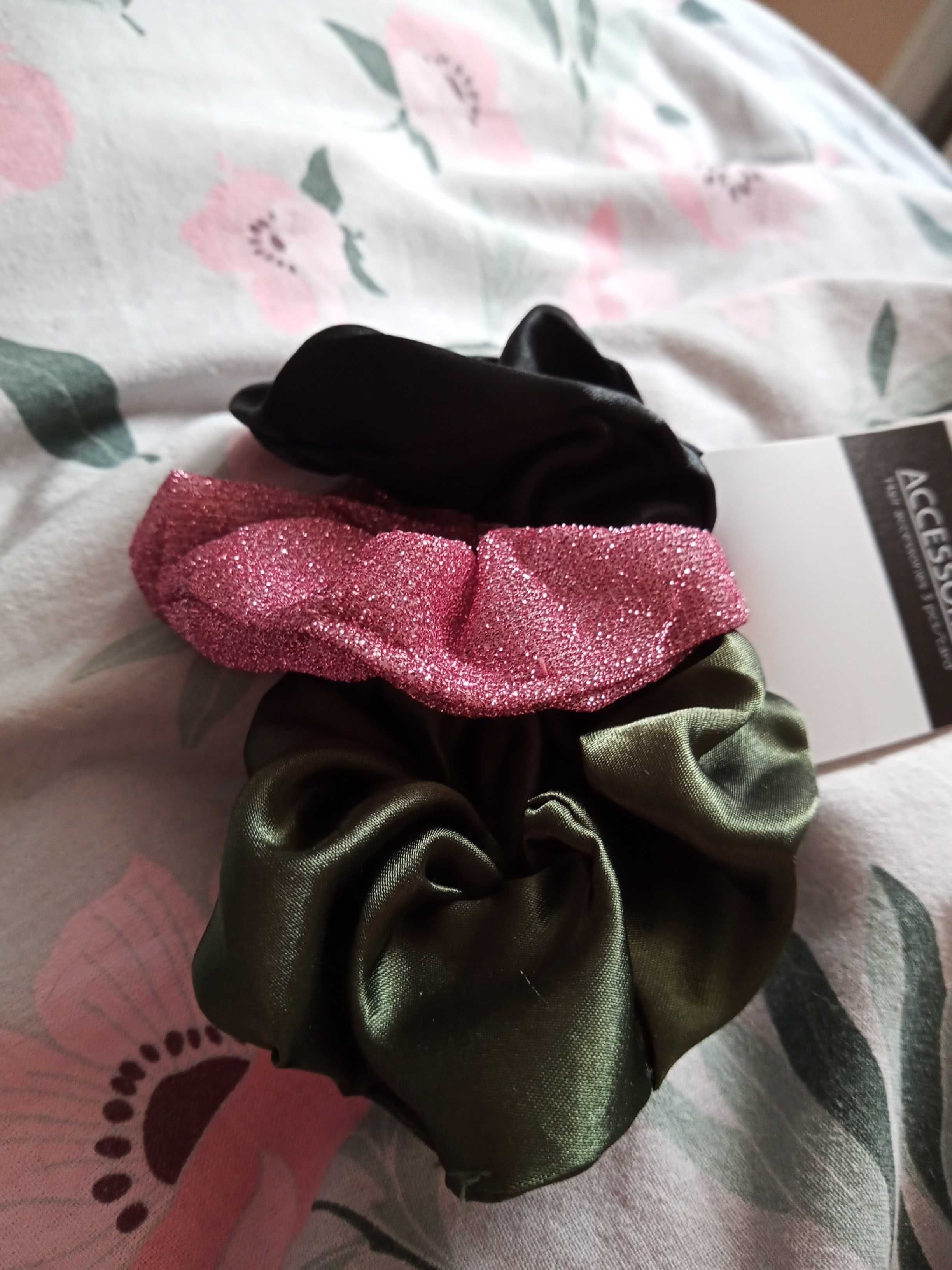 gumki do włosów scrunchie scrunchies 3 sztuki komplet nowe