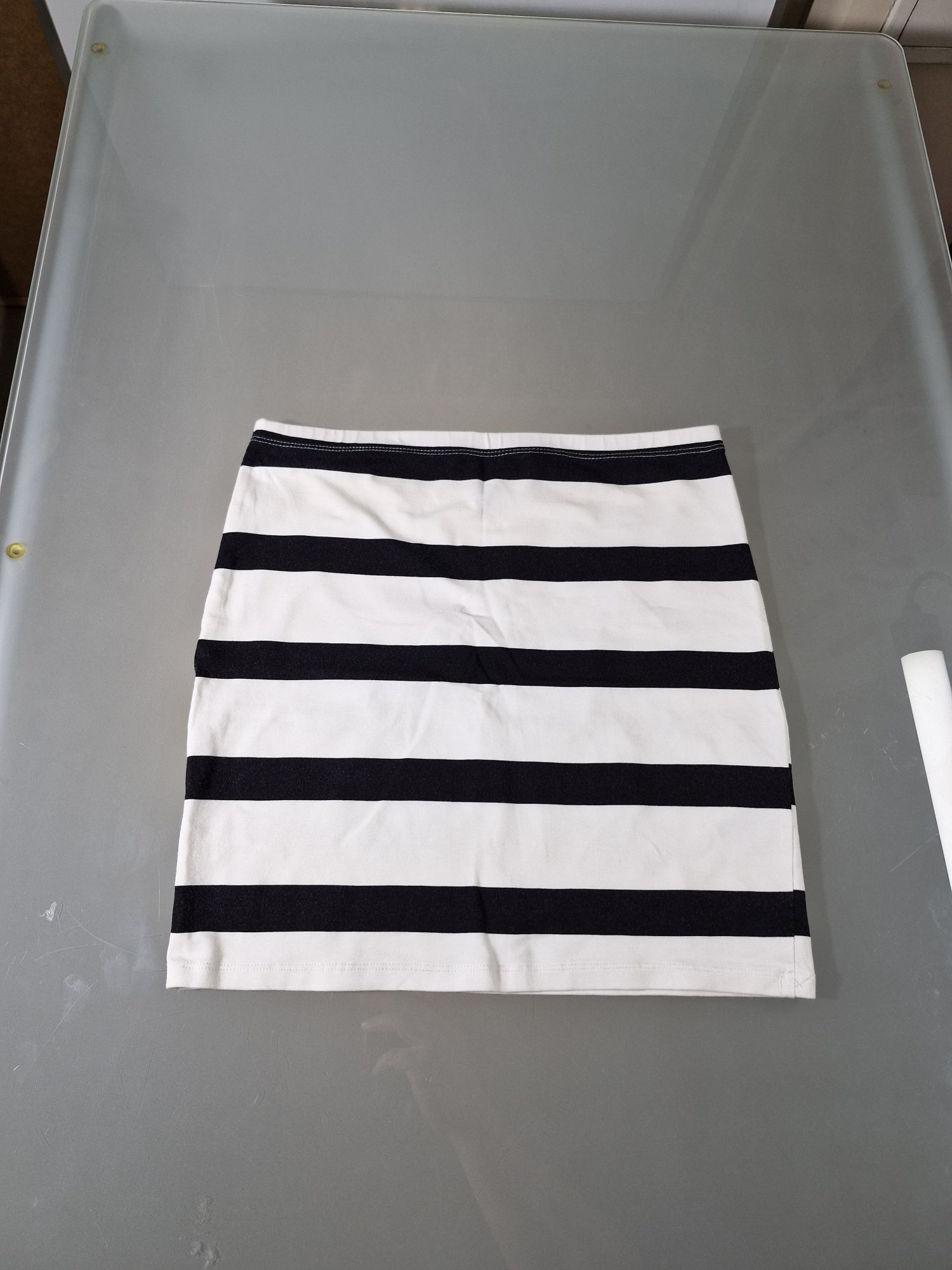 H&M Divided Spódniczka Bawełniana w Czarno-Białe Pasy Rozmiar 38