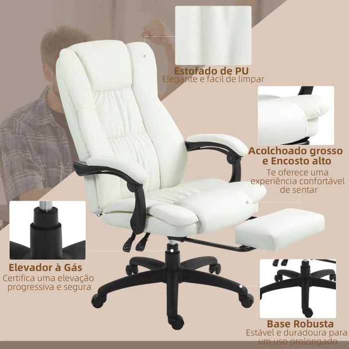 Cadeira de escritório de massagem, e aquecimento, creme
