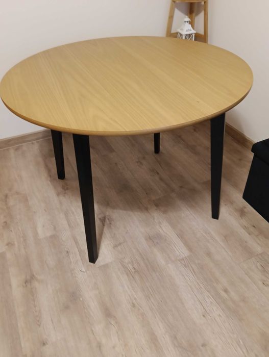 Stół okrągły dąb/ czarny średnica 105 cm