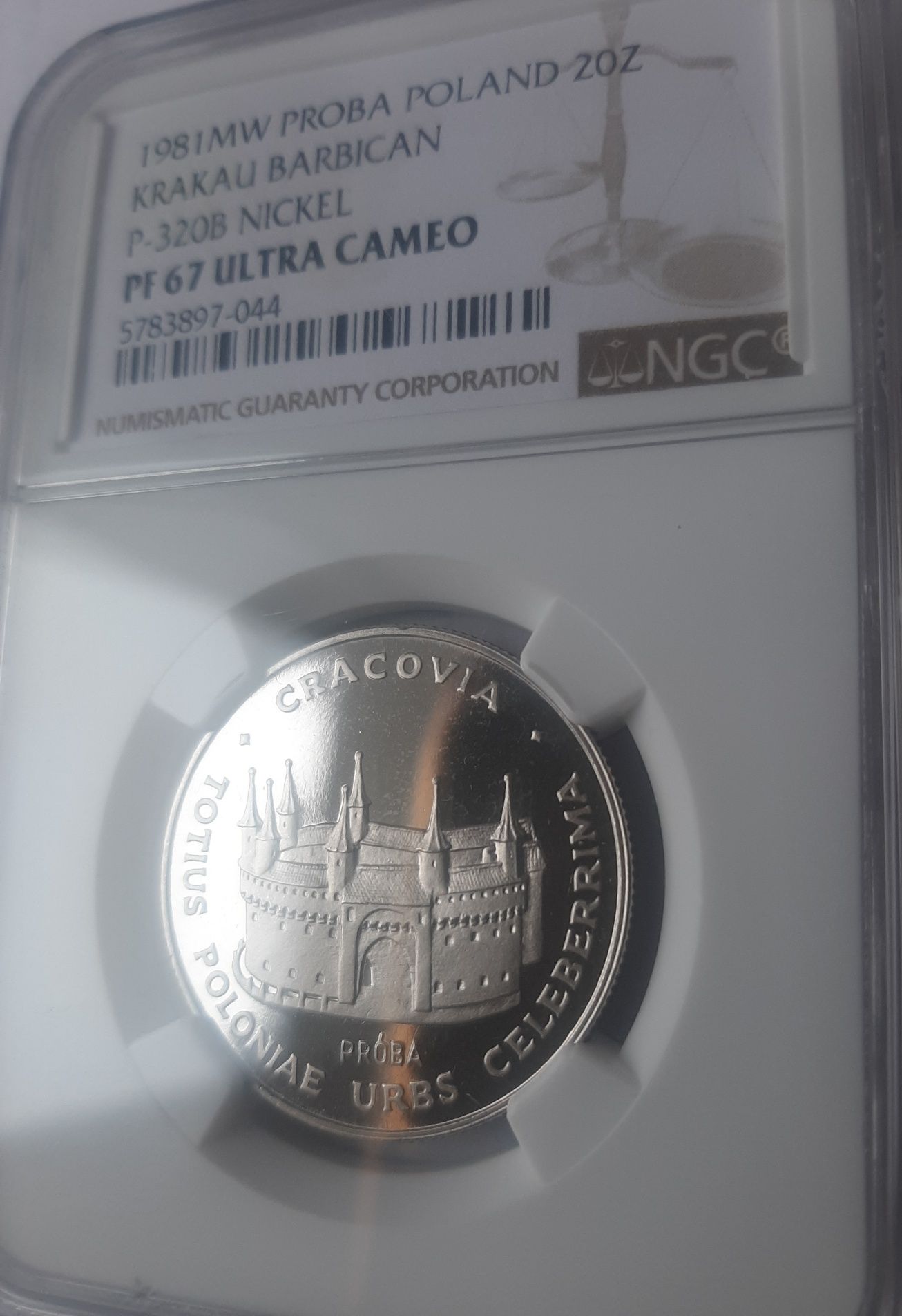 20 zł Barbakan Kraków Próba nikiel NGC PF 67 UC