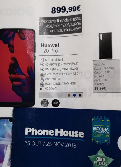 Huawei P20 Pro novo com 17 meses Garantia