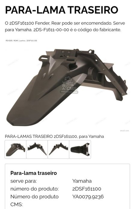 Para Lama Traseiro Modelo 2DSF161100 Rear  serve
