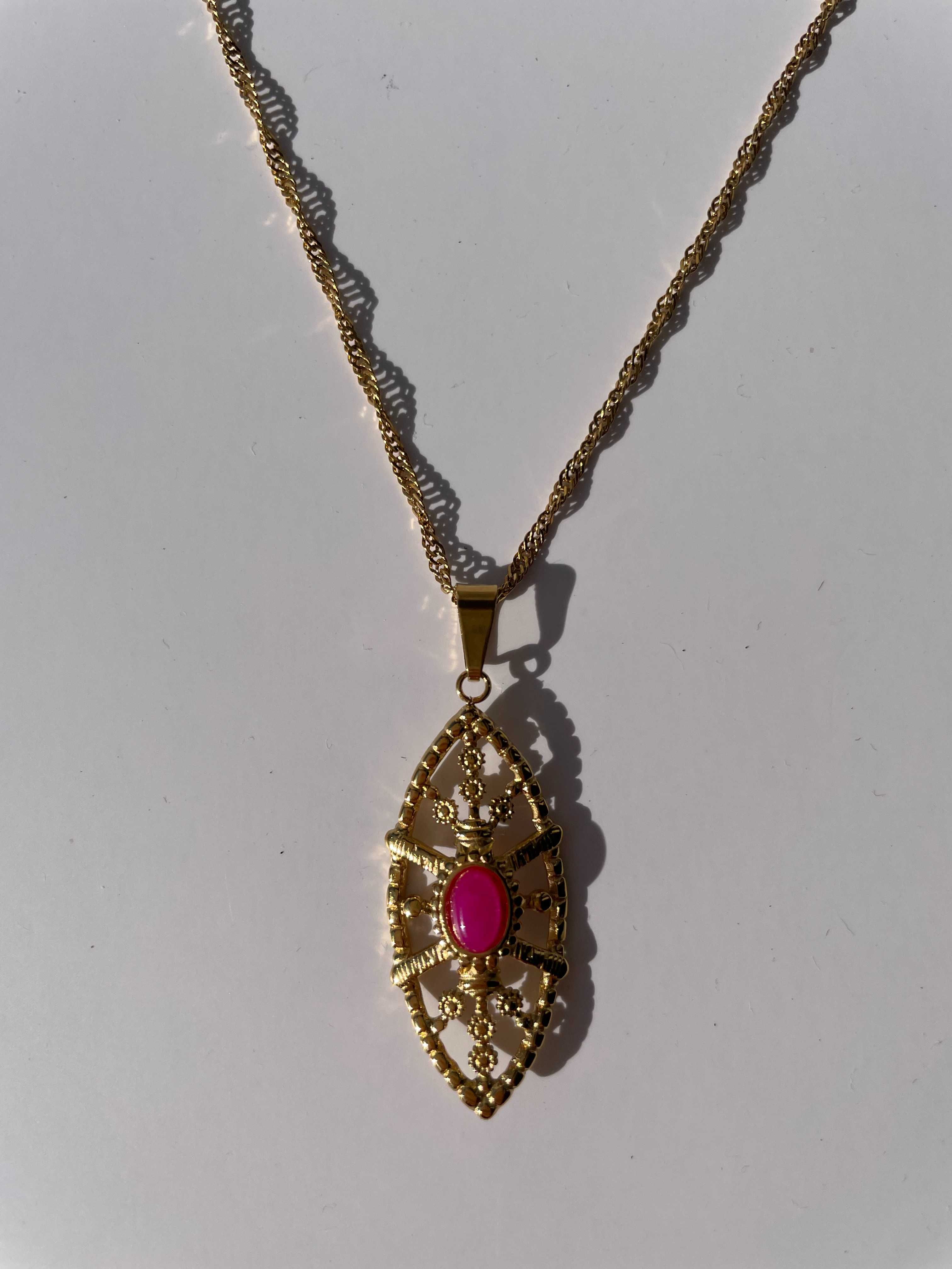 Colar rosa - aço inoxidável