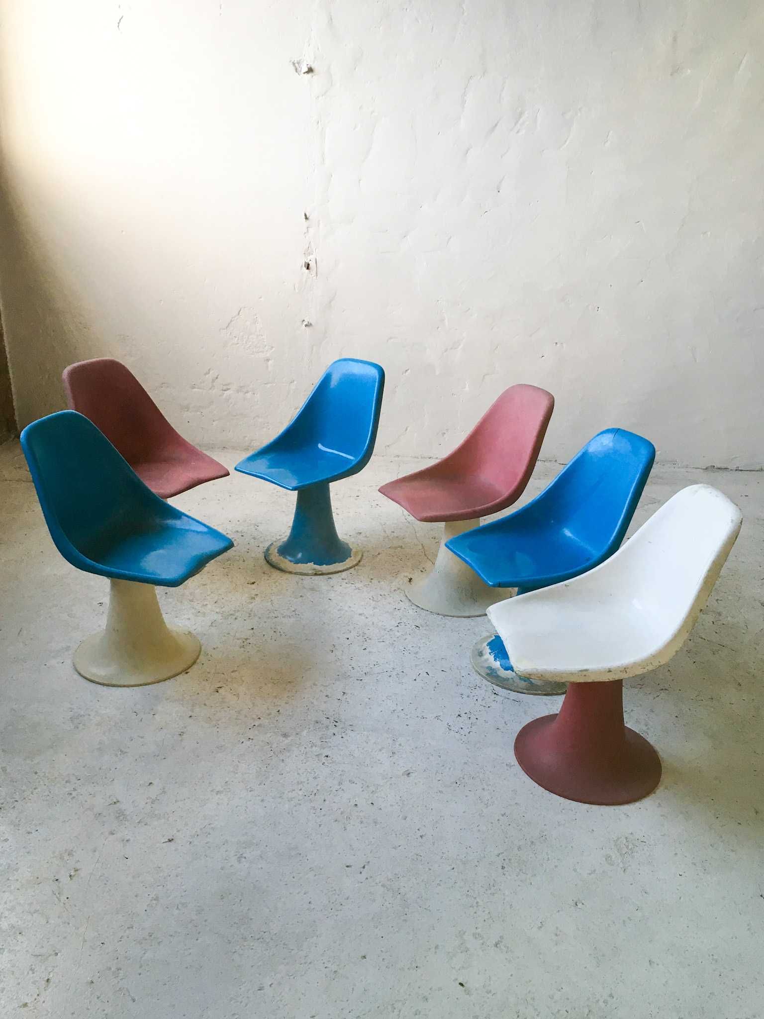 Krzesła tulip włókno szklane lata 60 70 vintage design