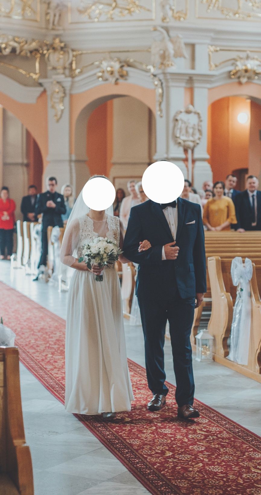 Suknia ślubna zwiewna boho litera A ecru śmietankowa