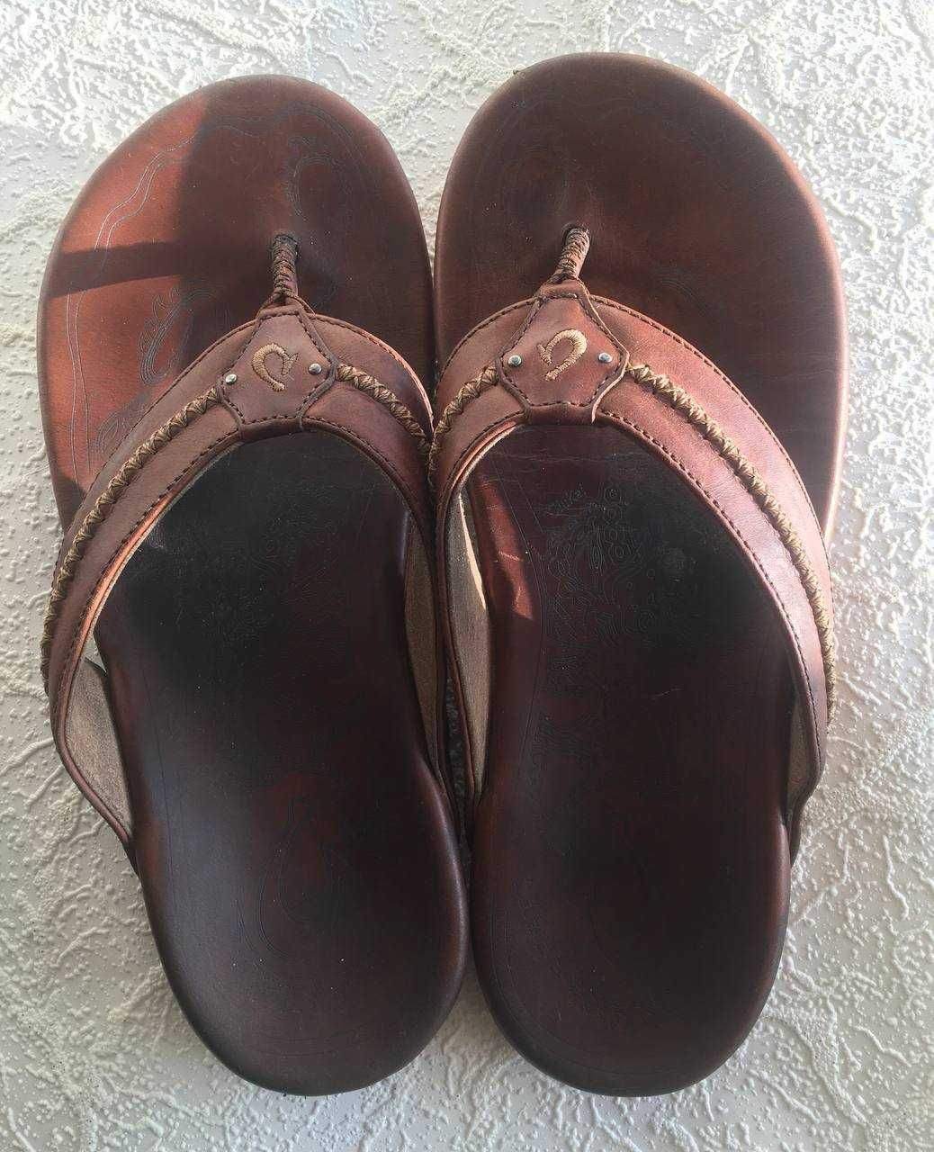 OluKai nike шлепацы вьетнамки коричневые 26.5- 27 см кожа 120$ Америка