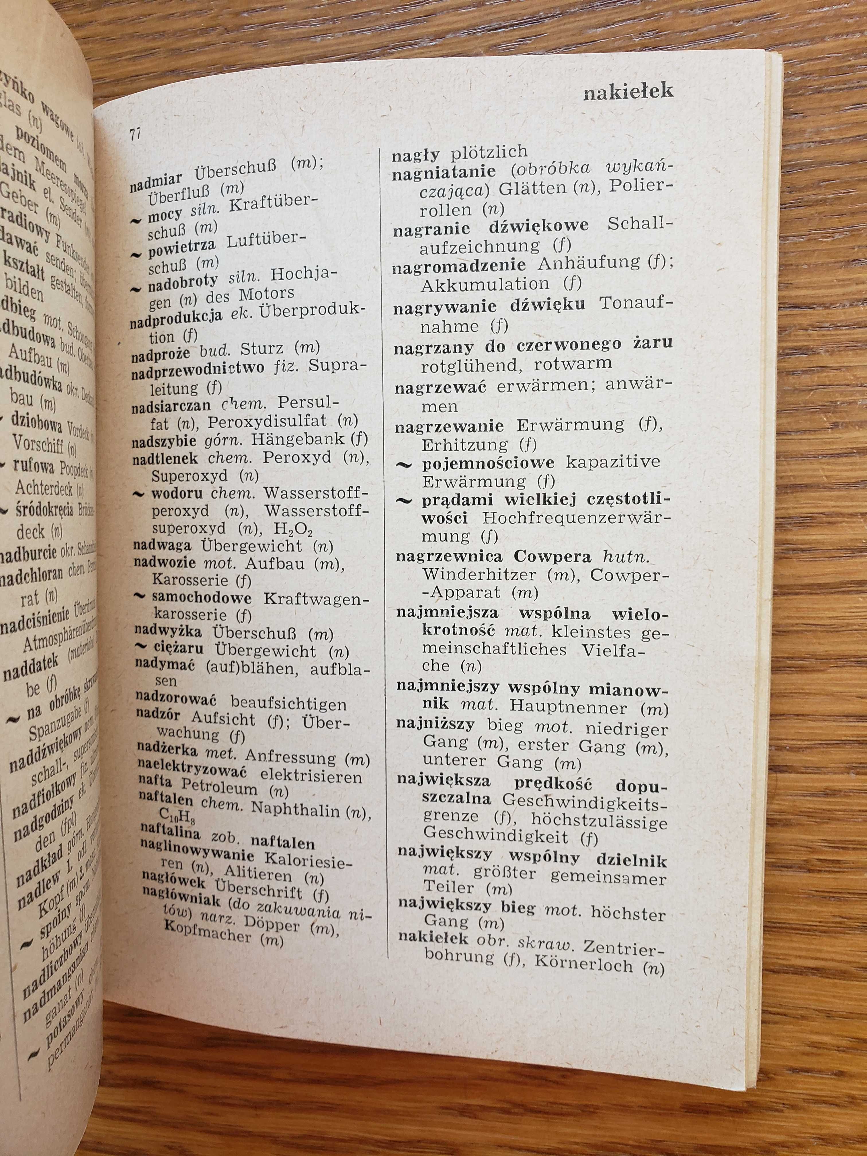 Mały słownik techniczny niemiecki polski i polsko niemiecki. W-wa 1963