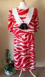 Sukienka, vintage, midi, czerwona, wzory,