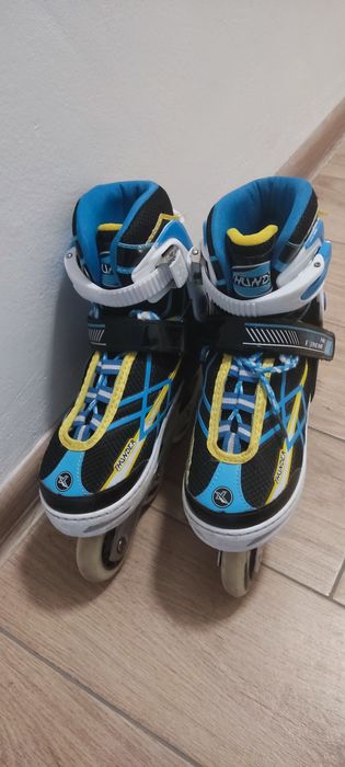 Rolki 35-38 czarny biały niebieski żółty