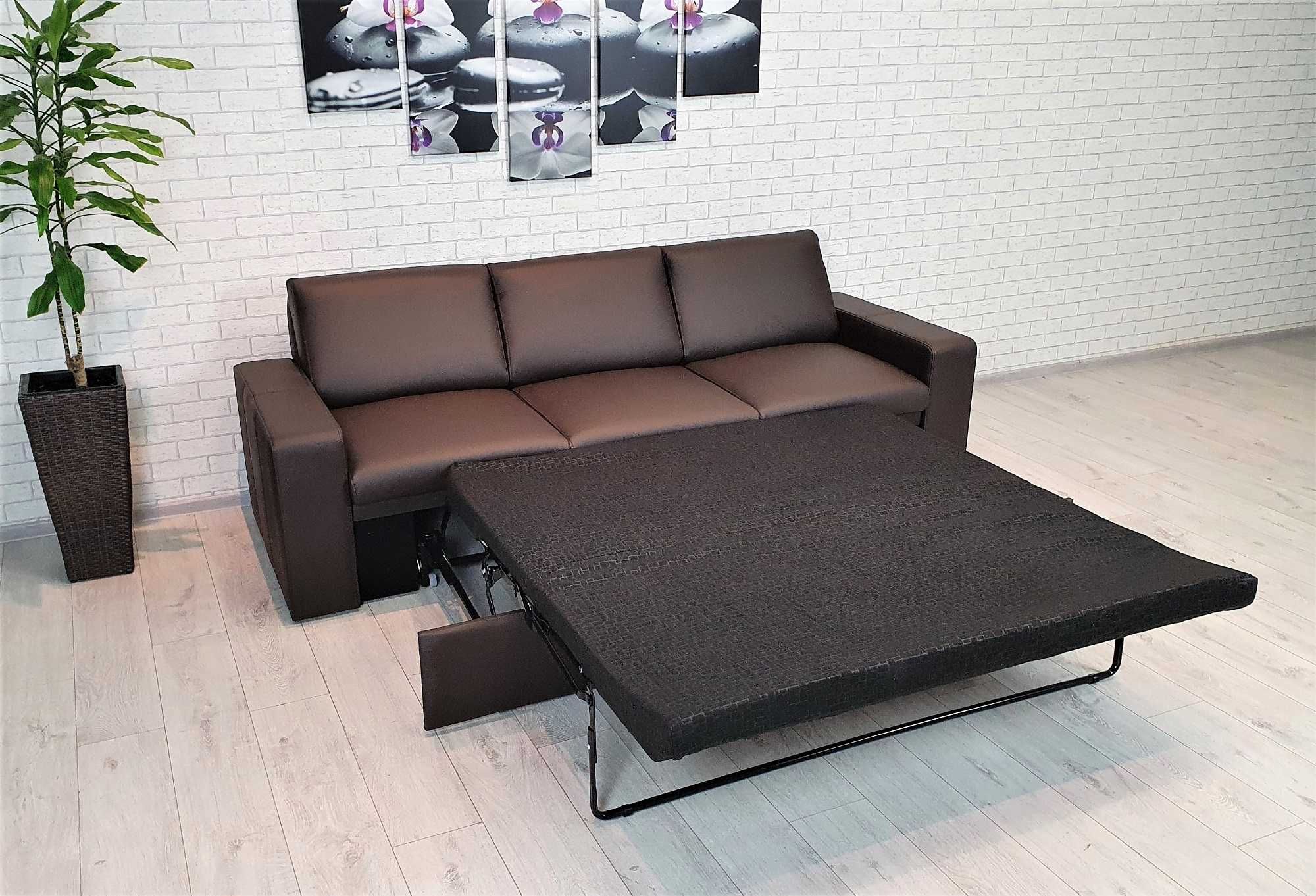 Kanapa ze skóry 200cm z funkcją sp. Sofa 3os skórzana, SKÓRA natur.