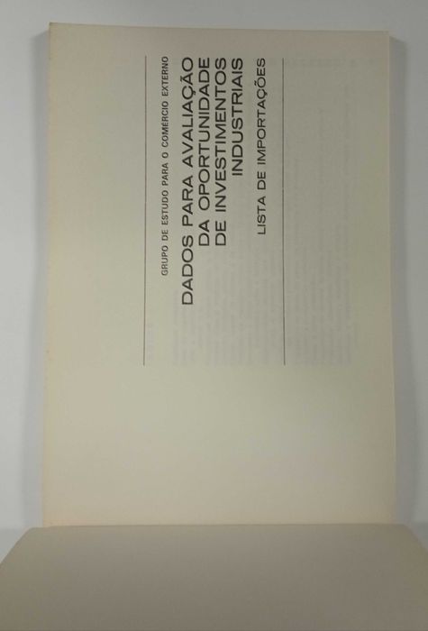 Dados para avaliação da oportunidade de investimentos industriais