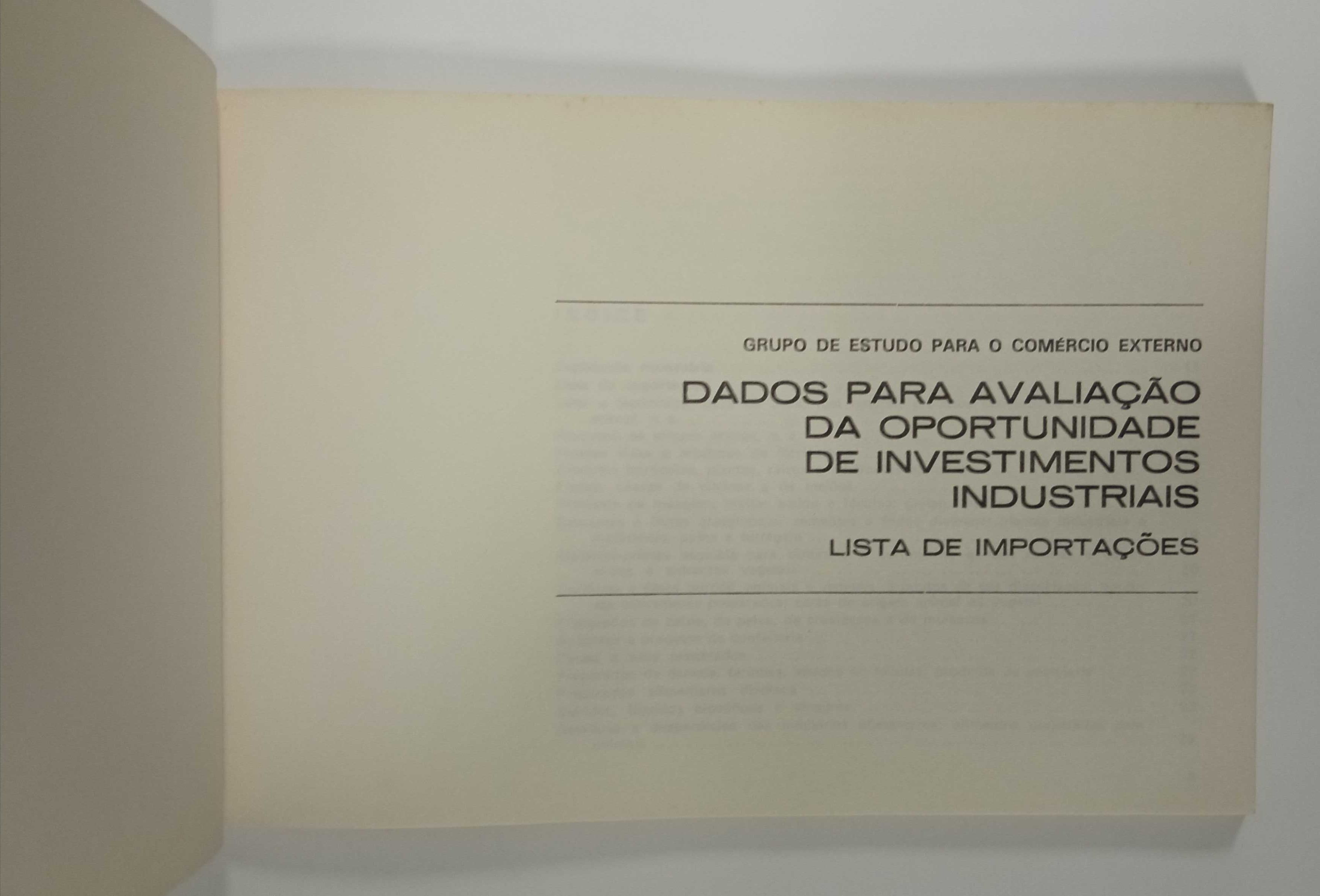 Dados para avaliação da oportunidade de investimentos industriais