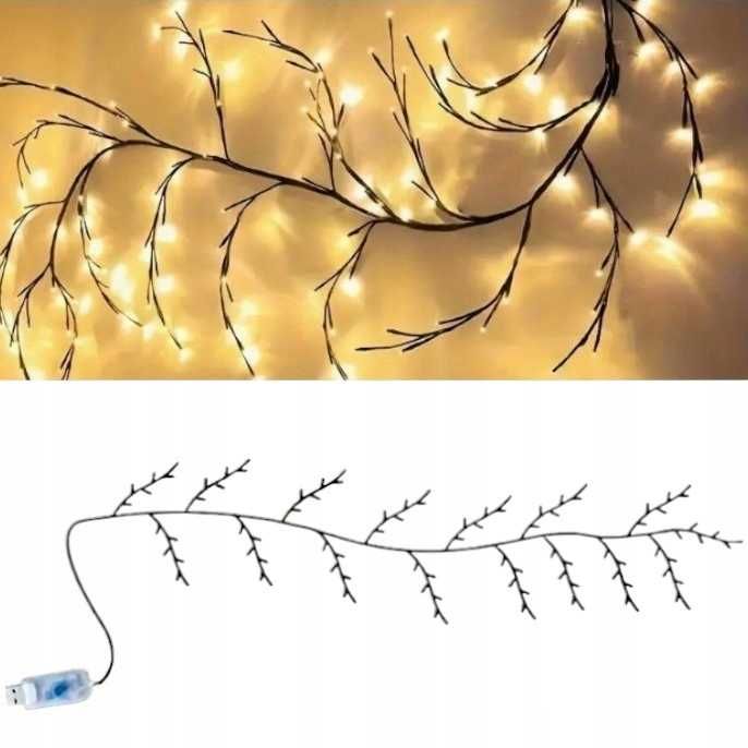 Girlanda Gałązka 96 LED Lampki Gałąź Wierzba Dekoracja Swięta 180cm