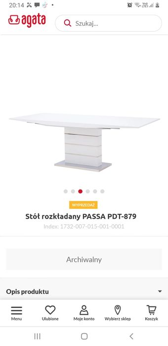 Stol bialy połysk rozkładany.