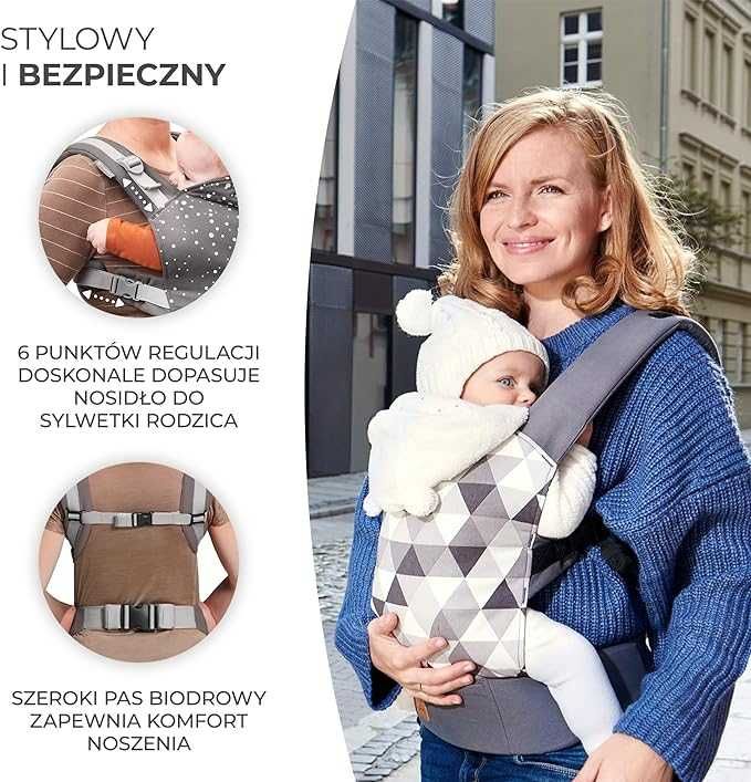 Kinderkraft Ergonomiczne Nosidełko NINO Confetti Regulowany panel NOWE