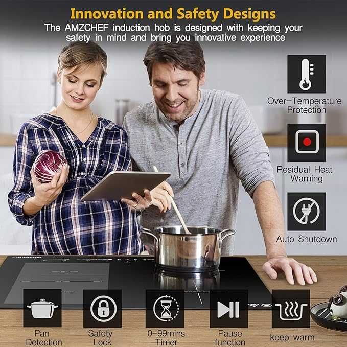 AMZCHEF Płyta indukcyjna 7400 W płyta kuchenna YL-IF7018S-5B5B3B1B