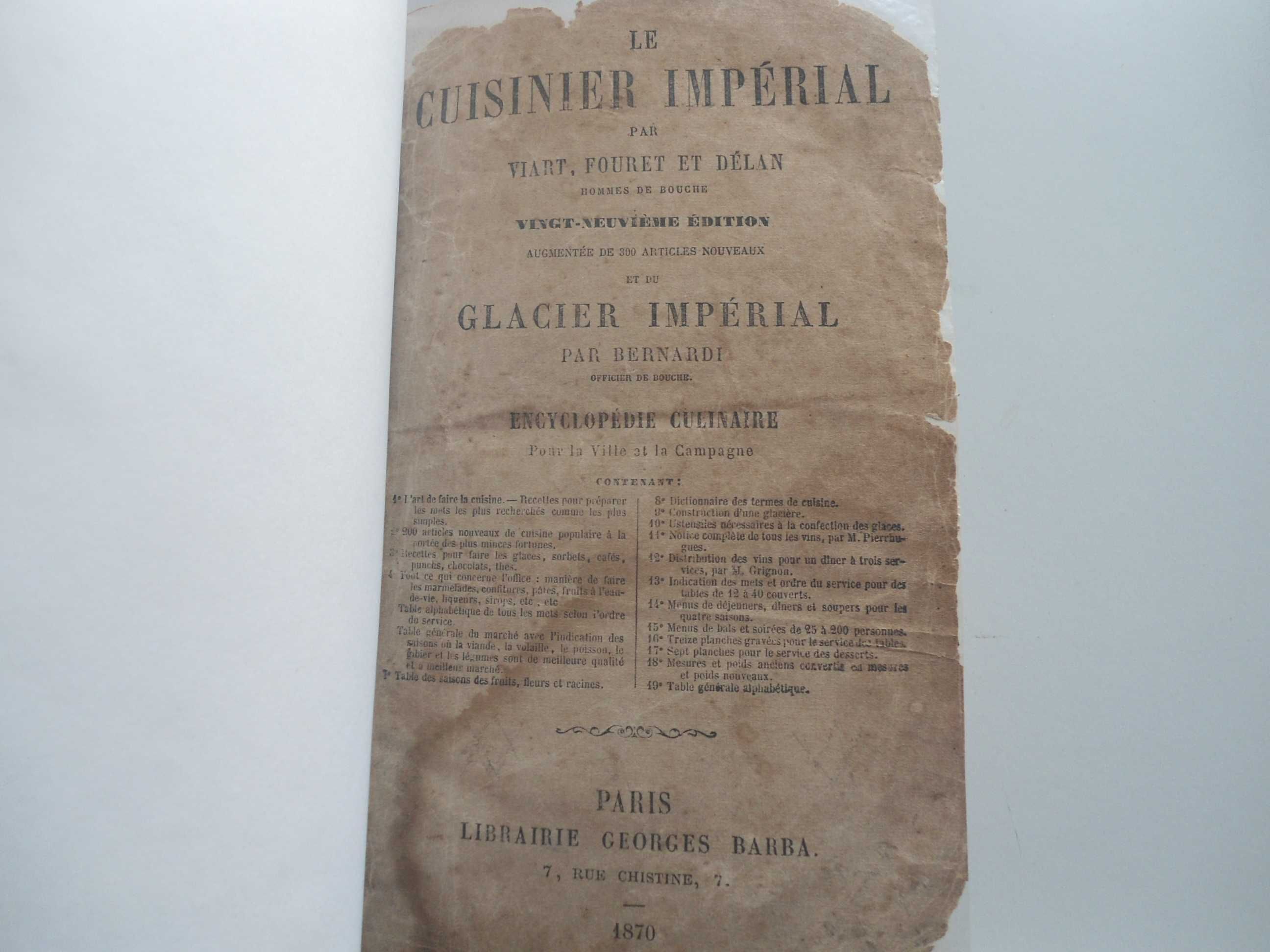 Le Cuisinier Imperial de Viart, Fouret et Delain  (1870)