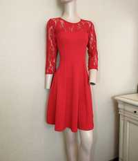 Красное платье с кружевом червона сукня гіпюр М Wallis юбка солнце
