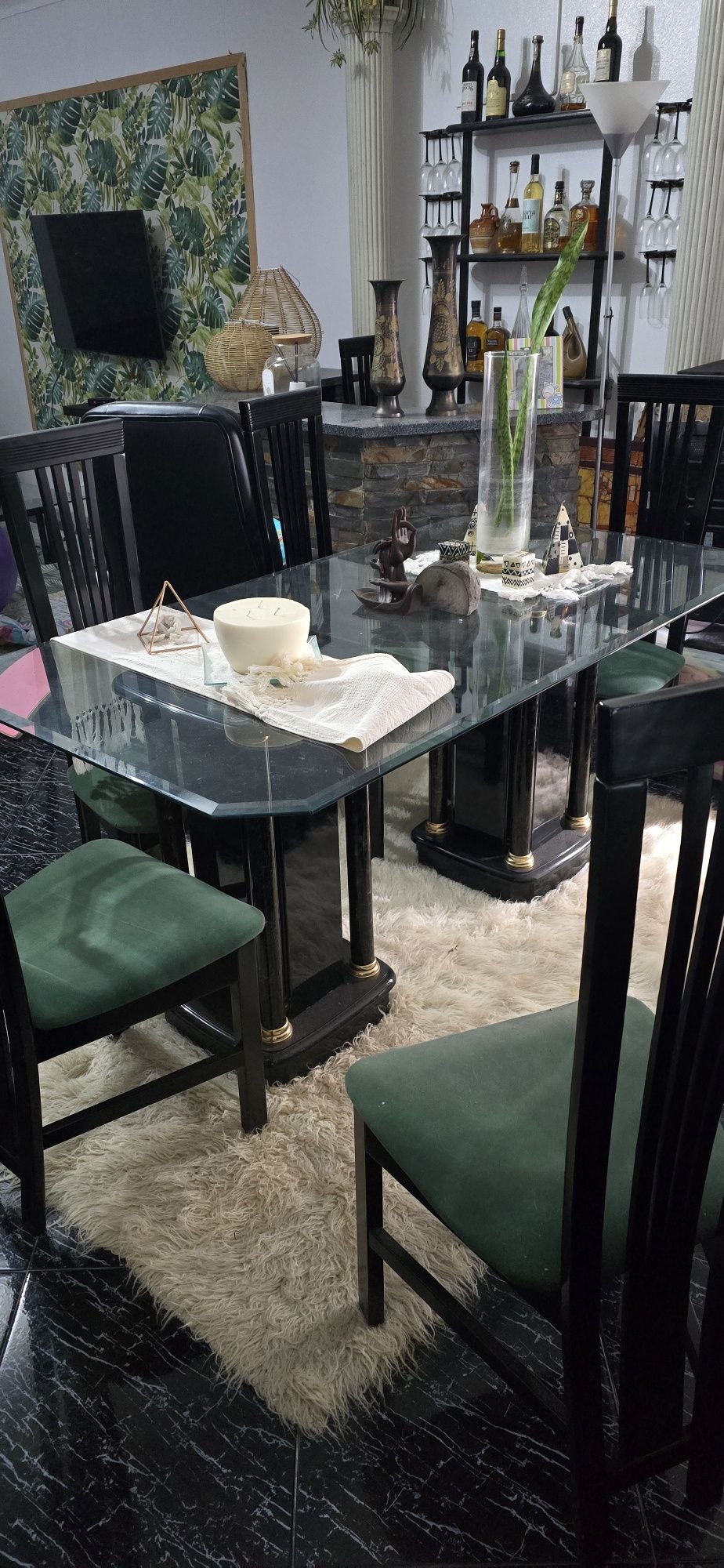 Mesa vidro de sala com 8 cadeiras