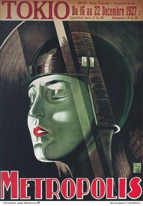 Poster  Metropolis de Fritz Lang  (TOKIO - 1927) art déco