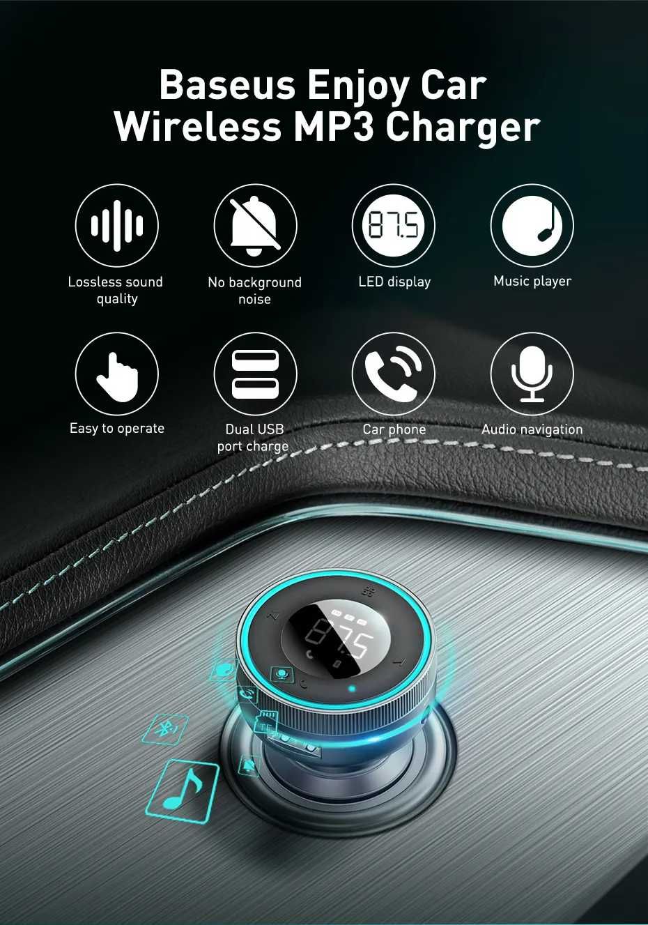 Модулятор Автомобільний Бездротовий Bluetooth 5.0 USB Зарядне