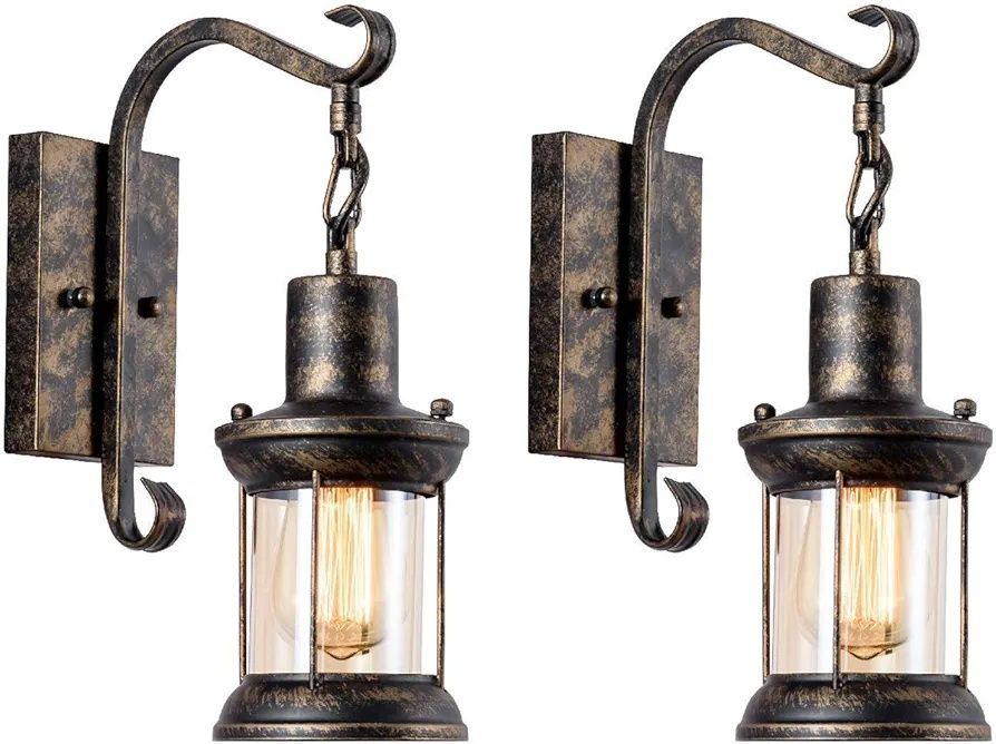 2 szt. Lampa ścienna w stylu vintage, metalowa, retro, szkło, do domu