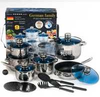 Набір посуду german family 19 предметів європейска якість з нежавійки