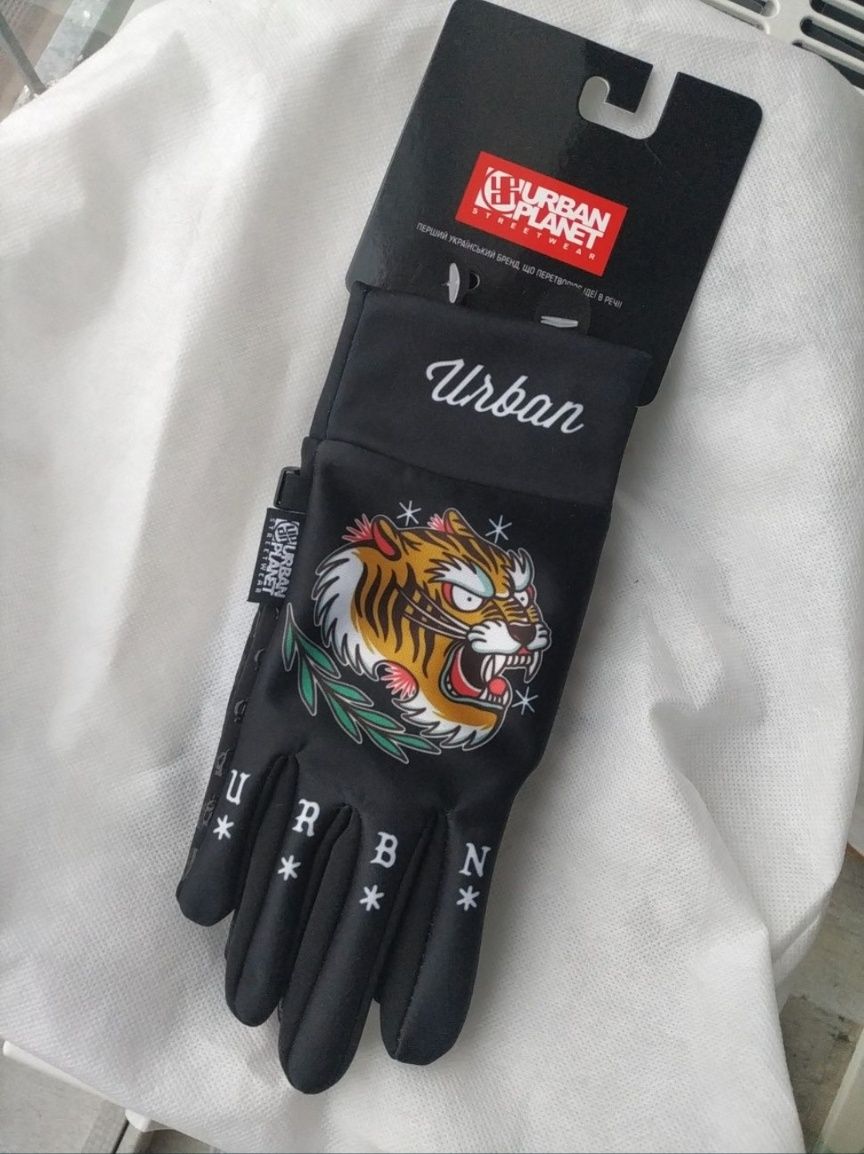 Рукавиці перчатки для смартфона з тату принтом touch urban planet тач