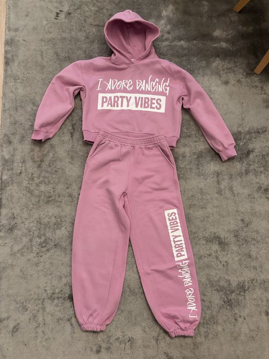 Zara dres różowy 164 bluza z kapturem i spodnie
