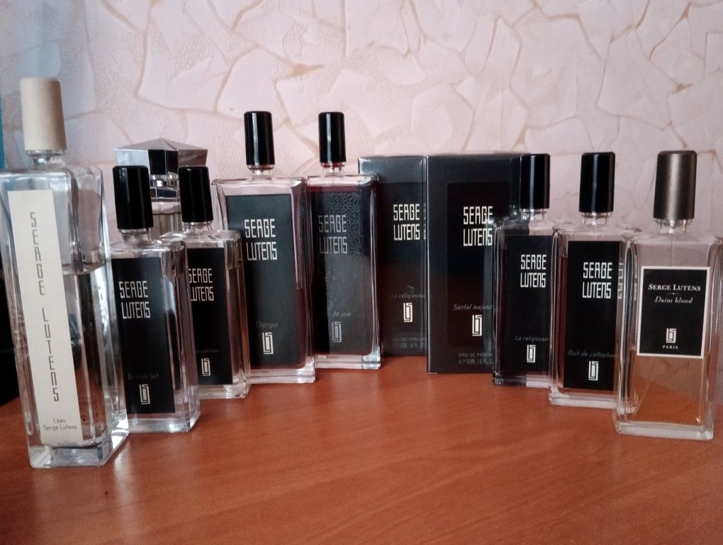 Serge Lutens, Chanel, Lalique, Micallef, Hermes,Prada, Guerlain,Sisley