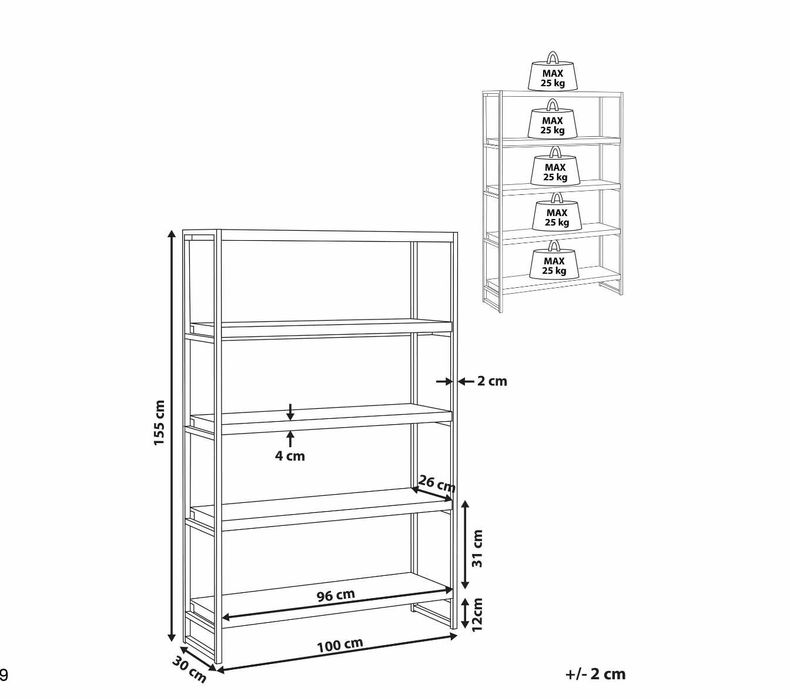 Estante industrial 5 prateleiras Beliani