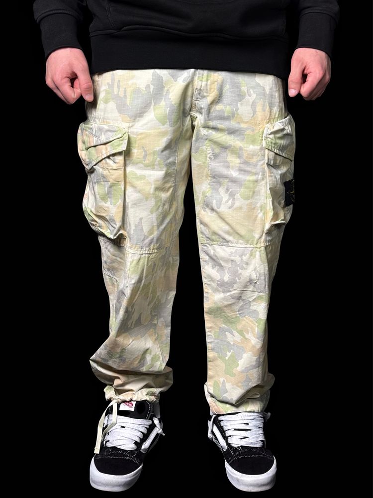 stone island supreme reactive ice camo ripstop cargo pants оригинал
