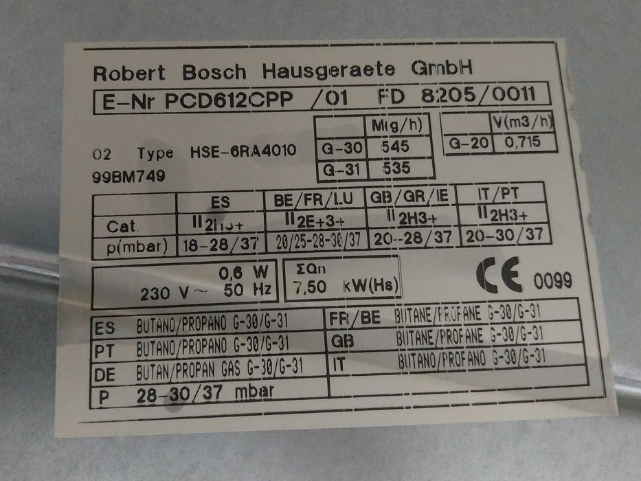 Placa de fogão a gás Bosch 25€