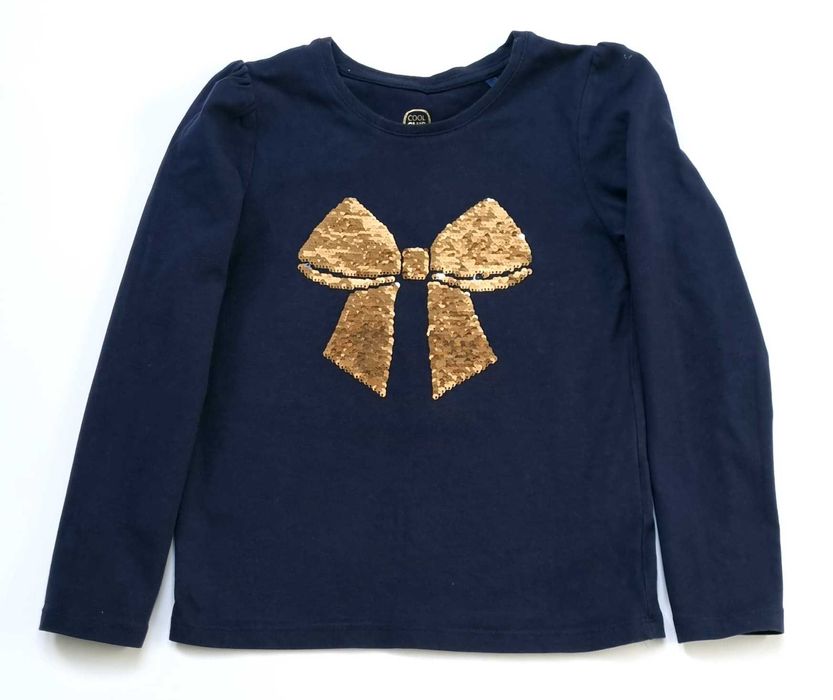 Bluzka Cool Club Smyk 122 długi rękaw granatowa odwracane cekiny