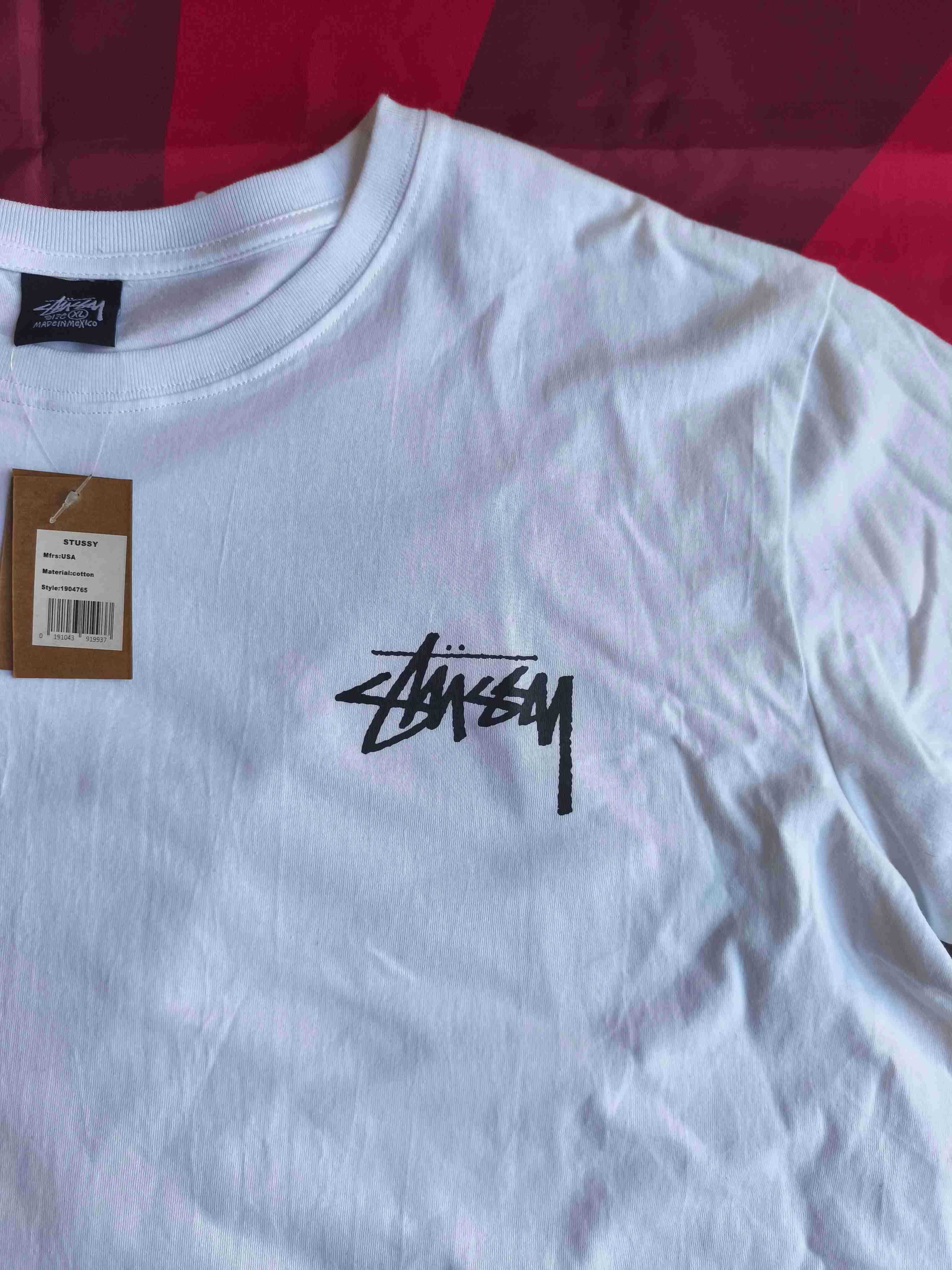 Stussy,Męska biała koszulka z nadrukiem letnim, rozmiar XL