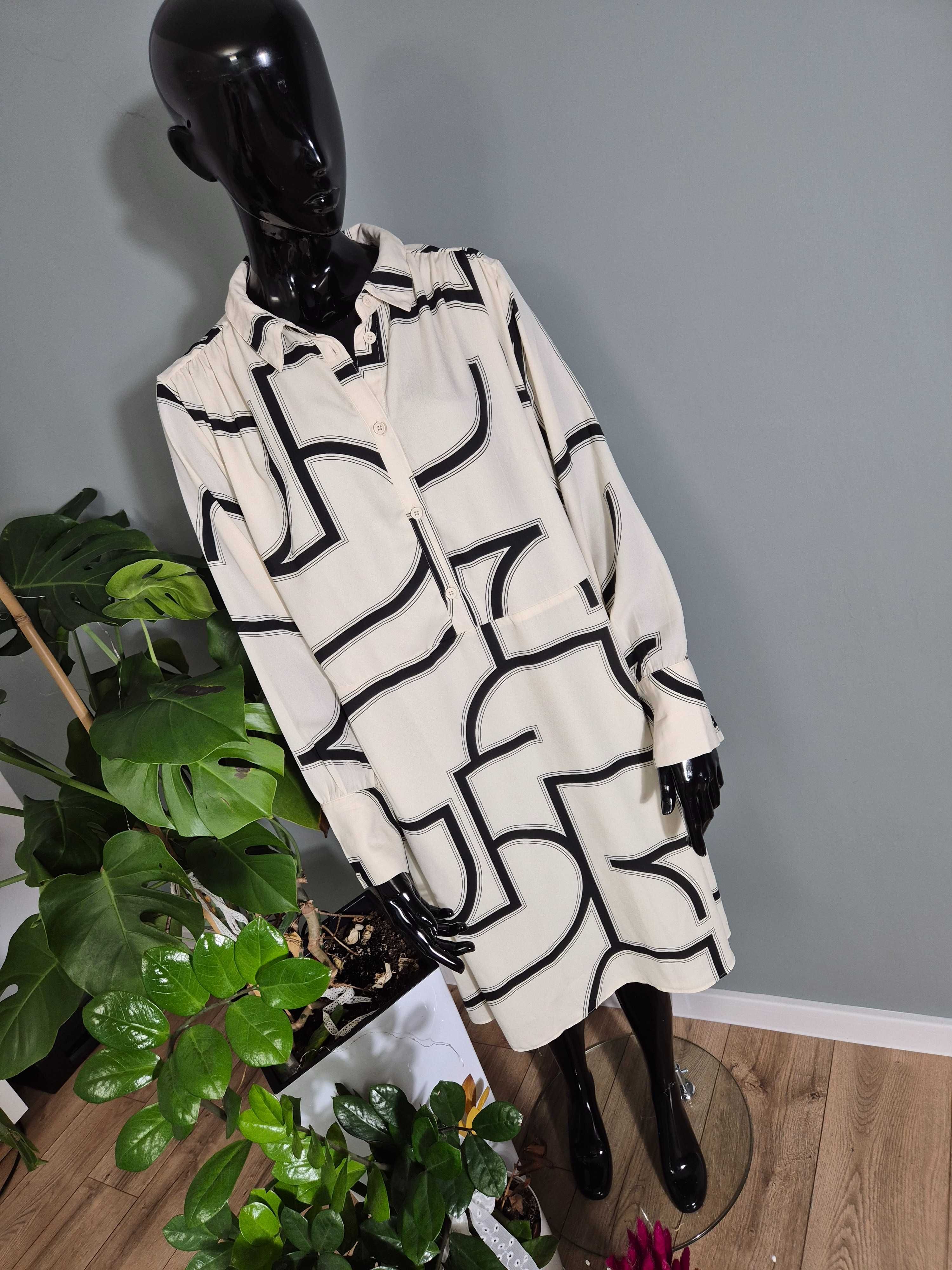 Luźna sukienka damska midi do kolana H&M 44 XXL plus size