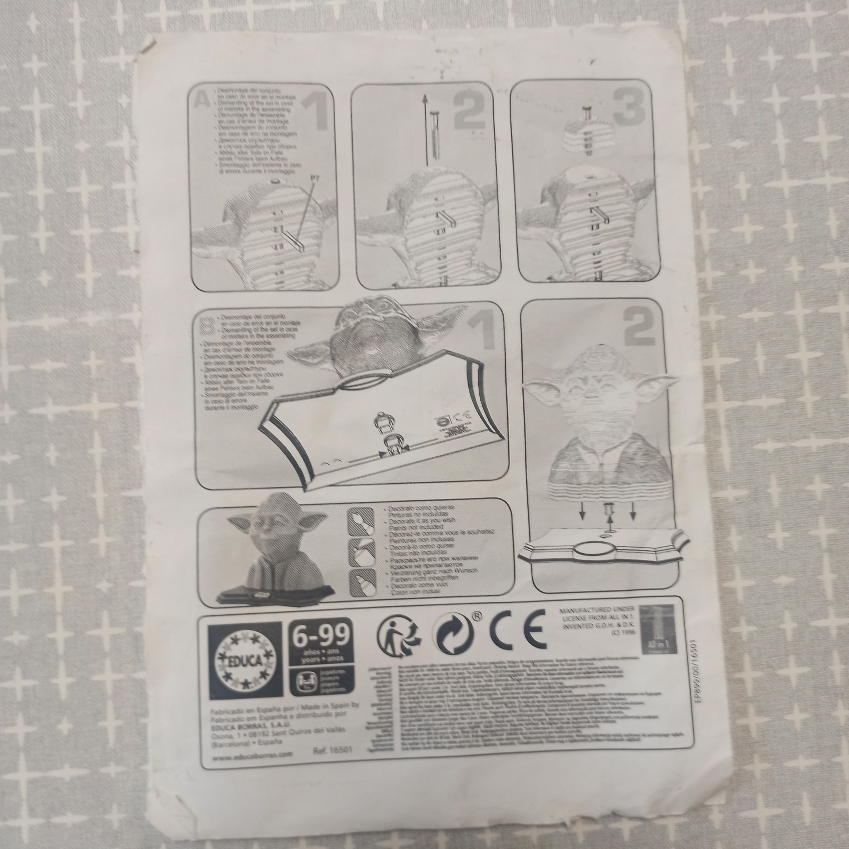 Popiersie Yoda puzzle 3D