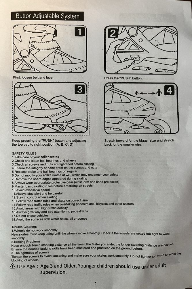 Patins de criança, com luz