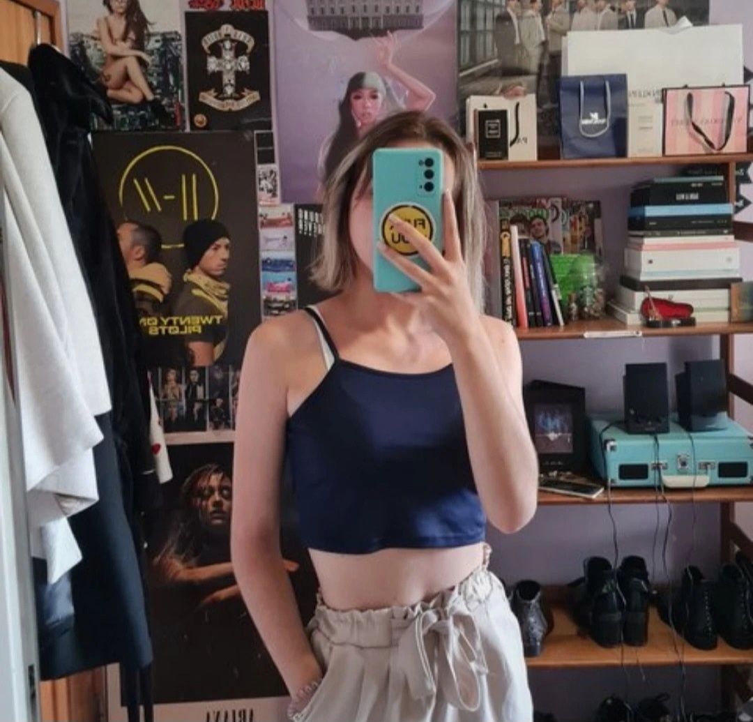 Crop top azul escuro