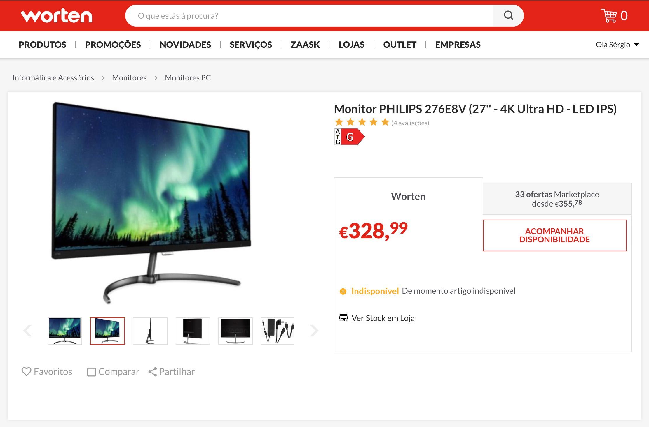 Monitor Philips 27" - 4K UHD LED - IPS