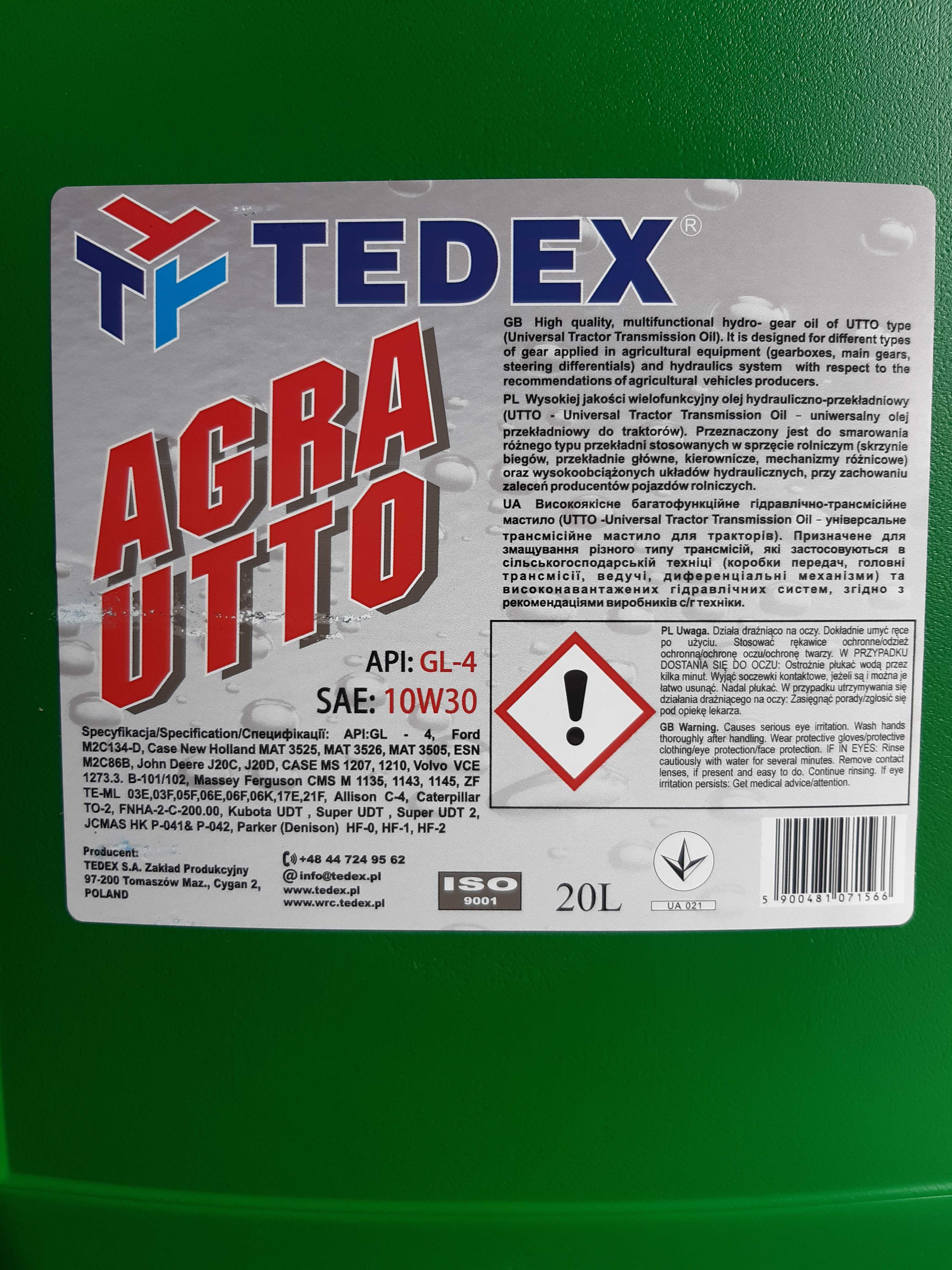 Olej Tedex AgraUtto 10w30 zamiennik Ambra Multi G 20L Case MAT 3525