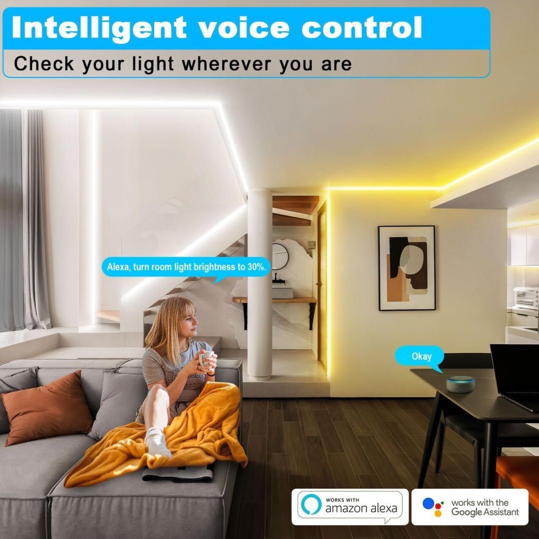 Taśma LED 20 m, kompatybilna z Alexą Smart