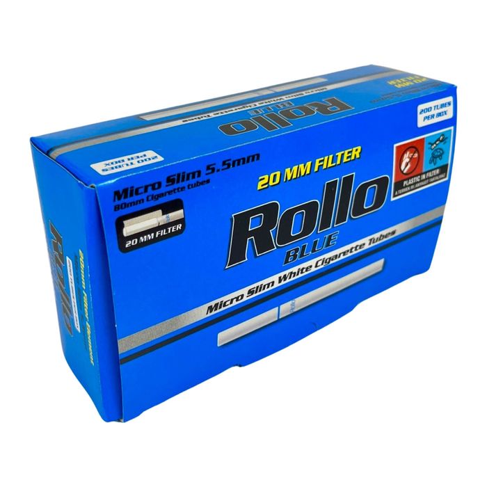10 x ROLLO BLUE 5,5 mm 200 szt GILZY PAPIEROSOWE micro SLIM (80/20)