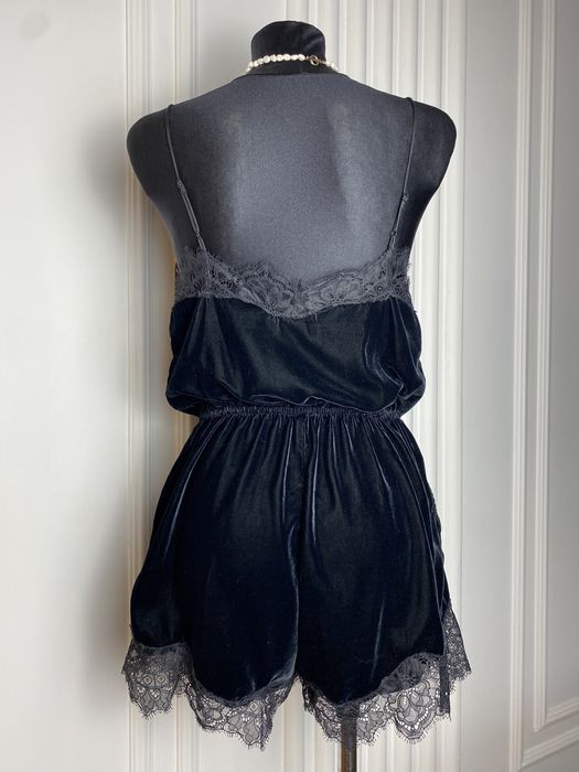 Kombinezon damski krótki czarny 36 S H&M aksamit koronka na okazje