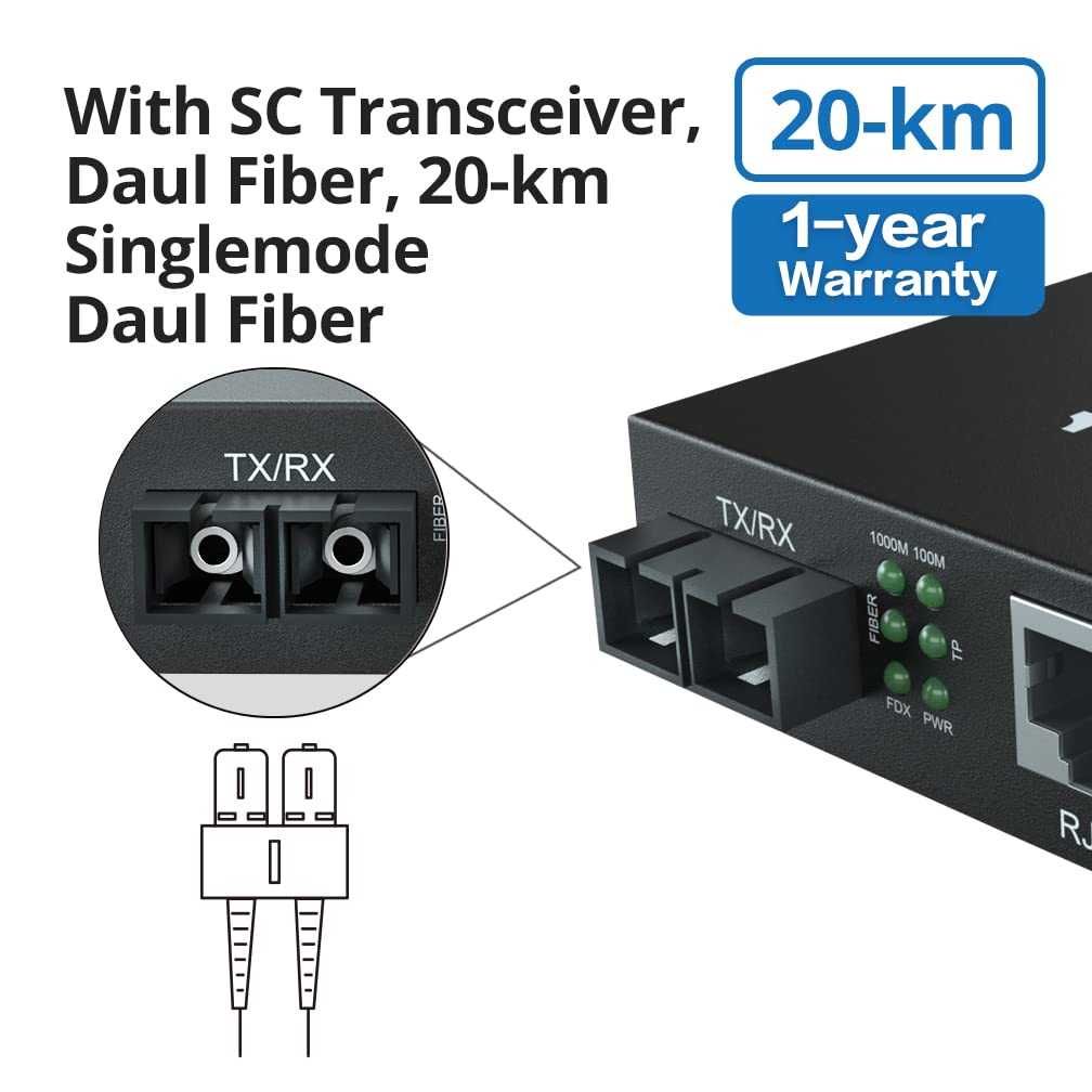 Media konwerter jednomodowy 10Gtek model G0101-SC20