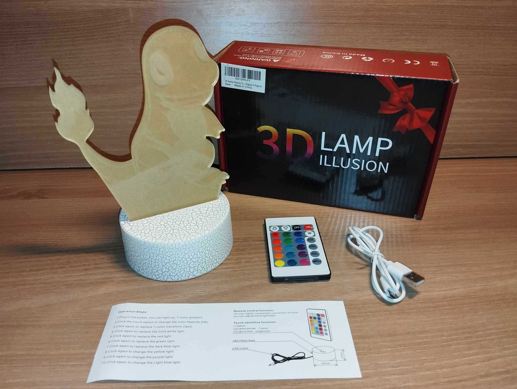 Lampka - Lampa LED RGB 3D - Charmander - Pokemon