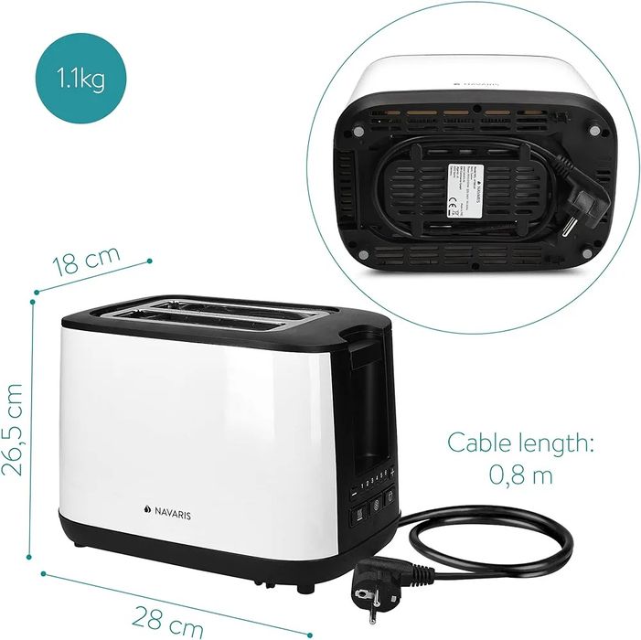 Toster navaris 1000w biały