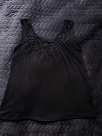 Czarna bluzka koronką- Reserved, rozmiar XS