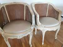 Cadeirões Bérgeres Poltrona Fauteuil estilo Luís XVI palhinha dupla